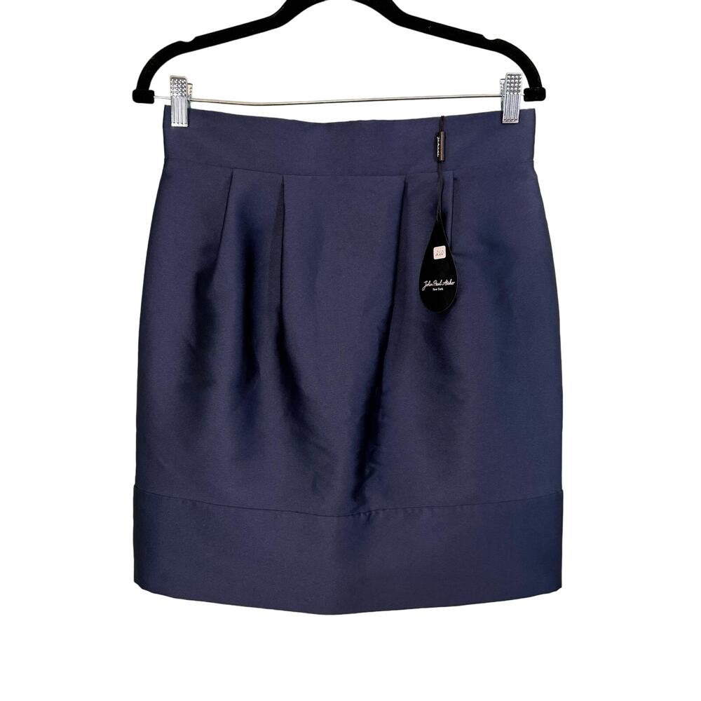 John Paul Ataker Mini Skirt Womens Size 42 8 Blue Pleated Career Office Work NWT